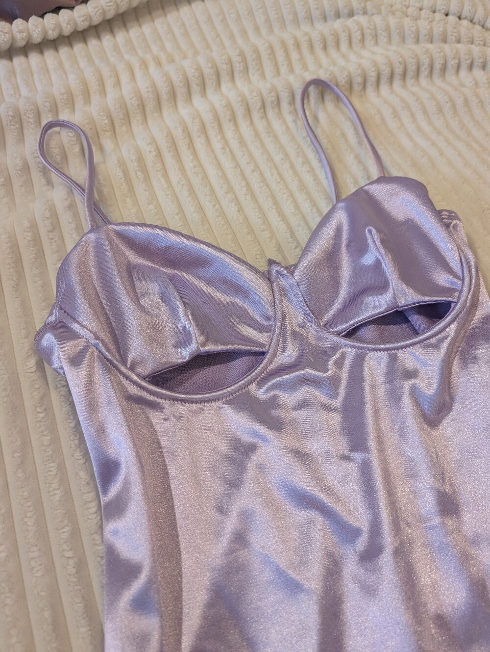 Satin Underwire Slip Dress in Lavender - Picture 2 of 7